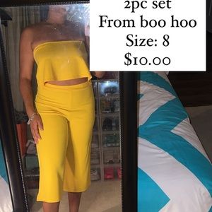 Boohoo 2 pc yellow outfit size 8